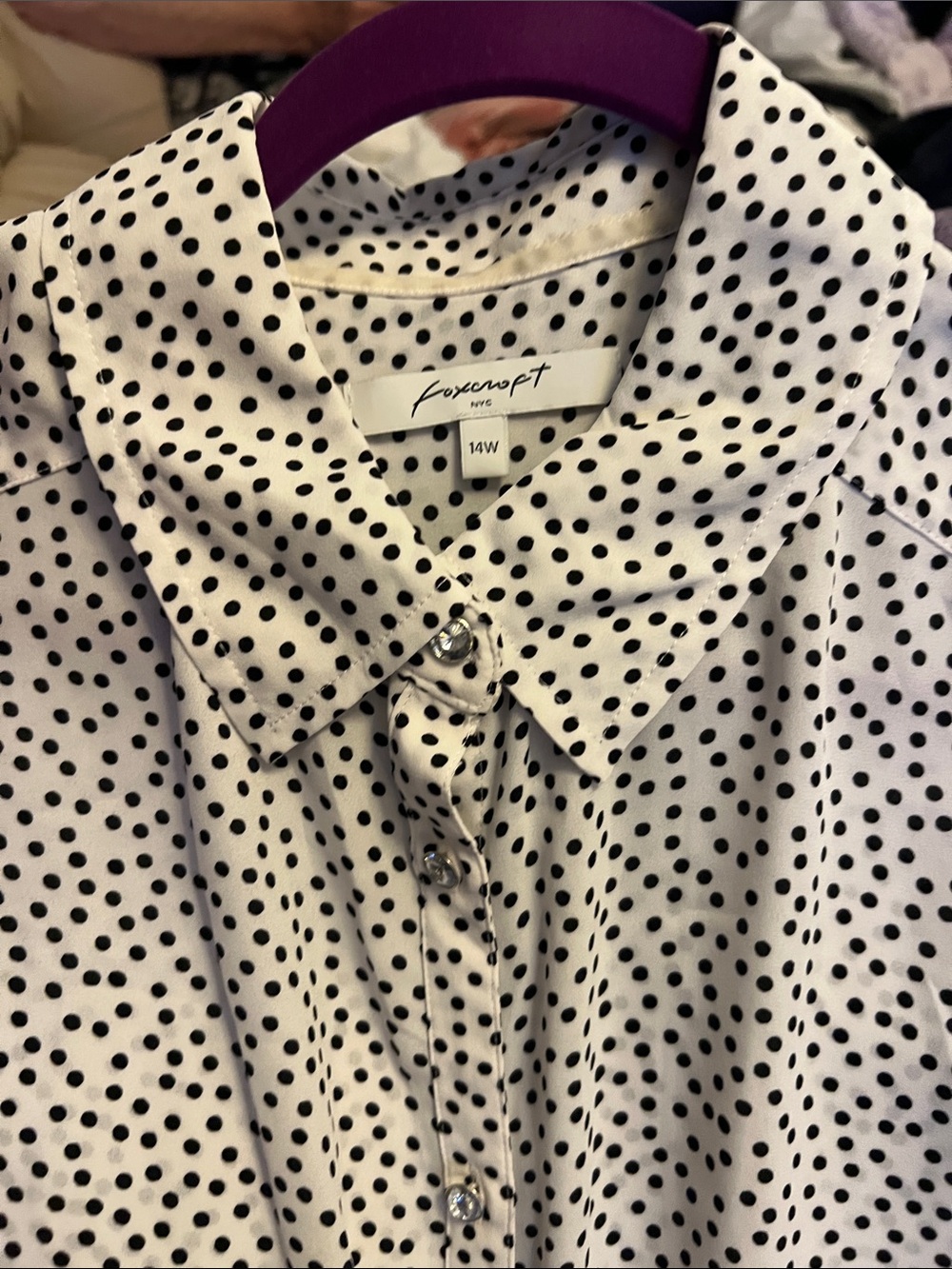 Foxcroft Black & White Polka Dot Button-Down Shirt